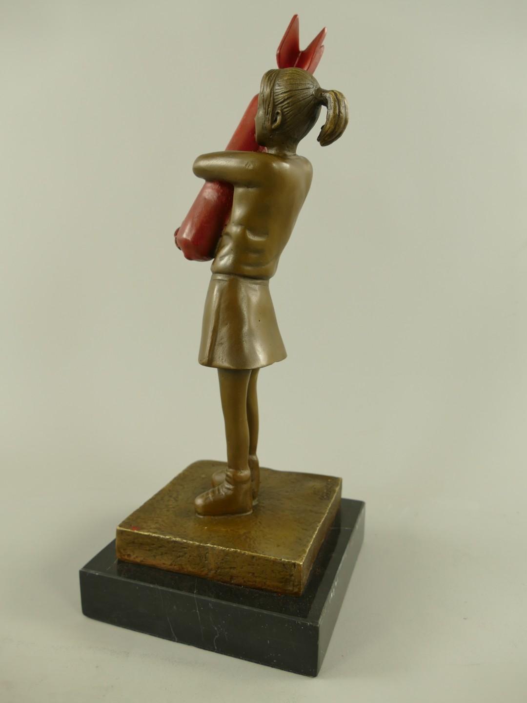 Figur Bronze Banksy Rocket Girl Farbig H.33cm