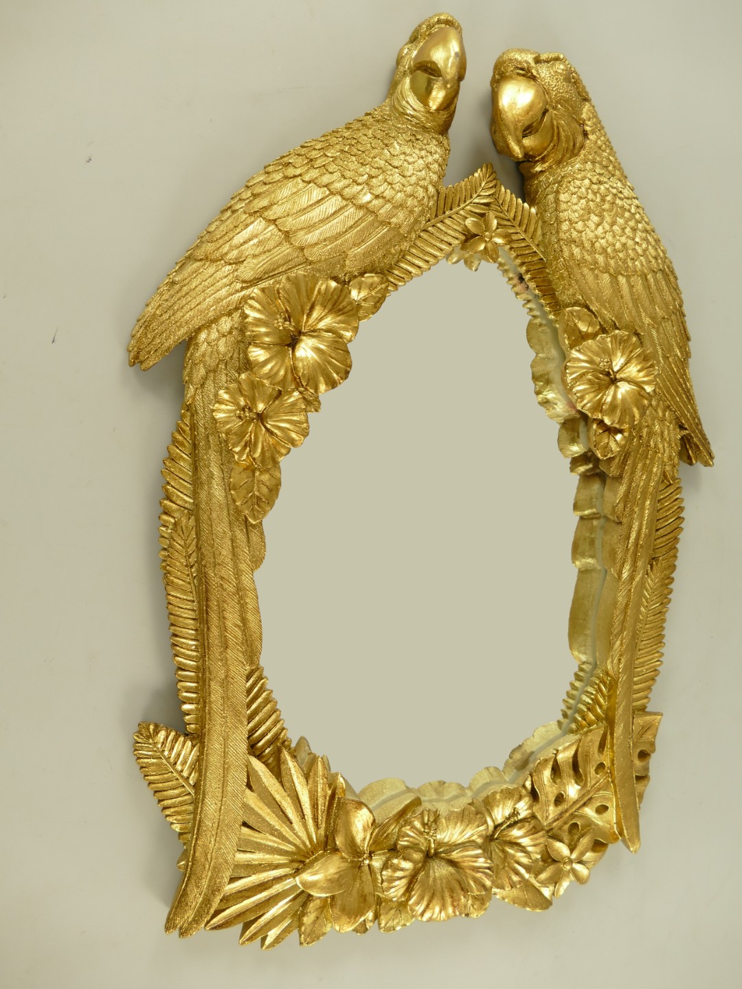 Wandspiegel Papageien Polystein gold H.59cm