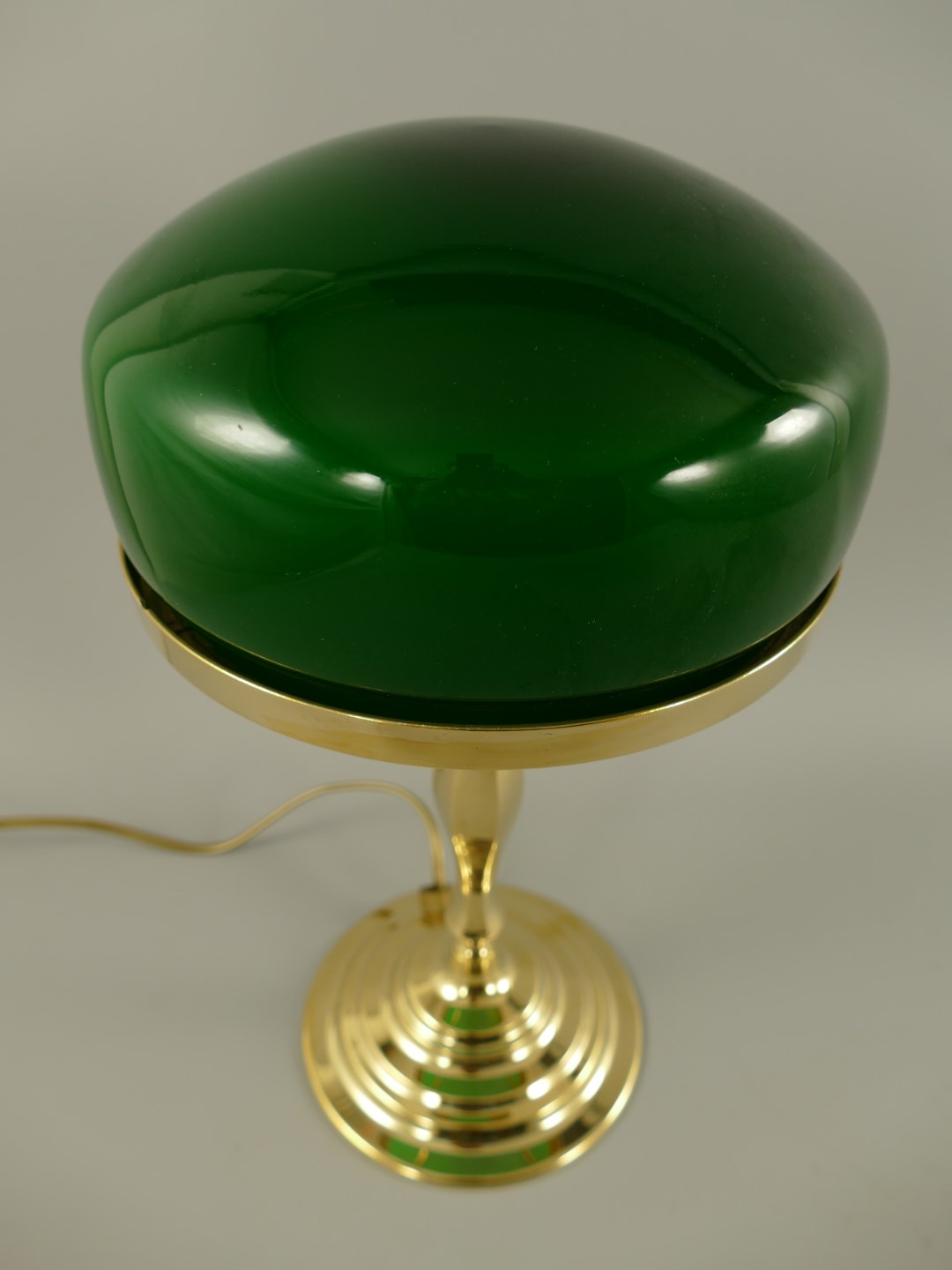 Pilzlampe Messing(Glas farb. grün)H.37cm