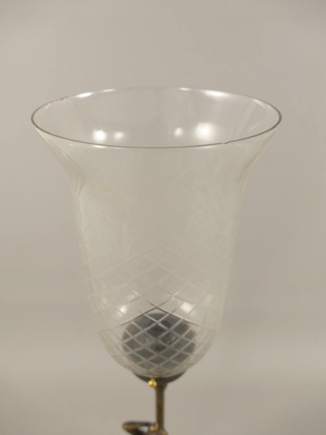 Lampe Messing brün. Schirm(107.GLAS) H.55cm