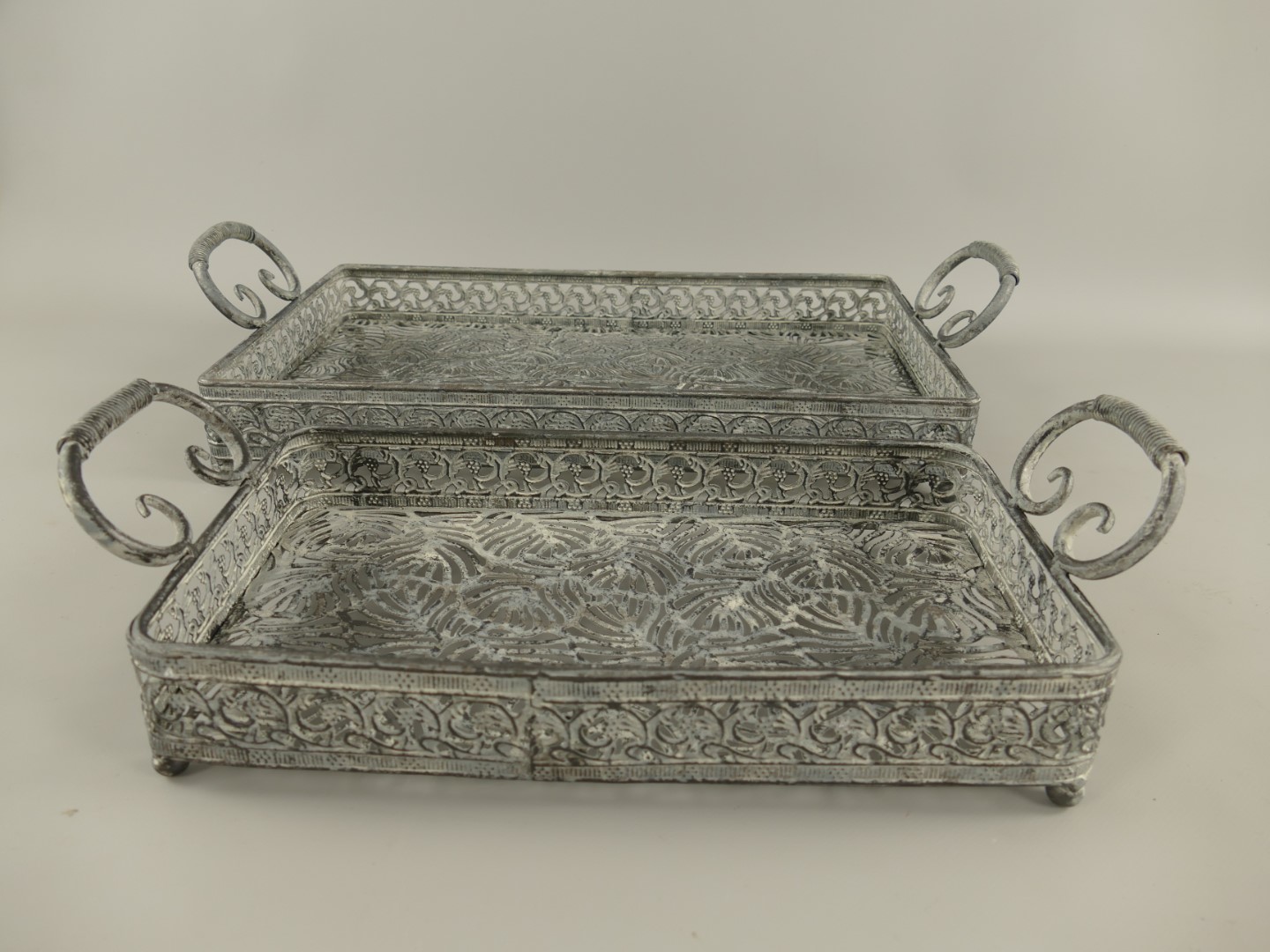 Tray Set/2 Eisen Grau L.46/55cm SET!