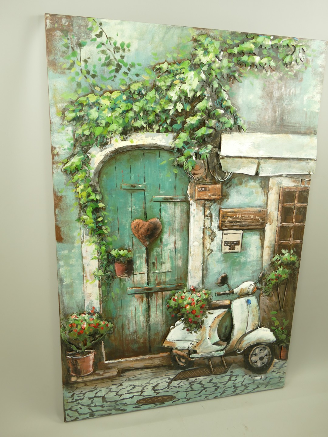 (*) Metallbild (3D) Eisen Scooter H.120x80cm