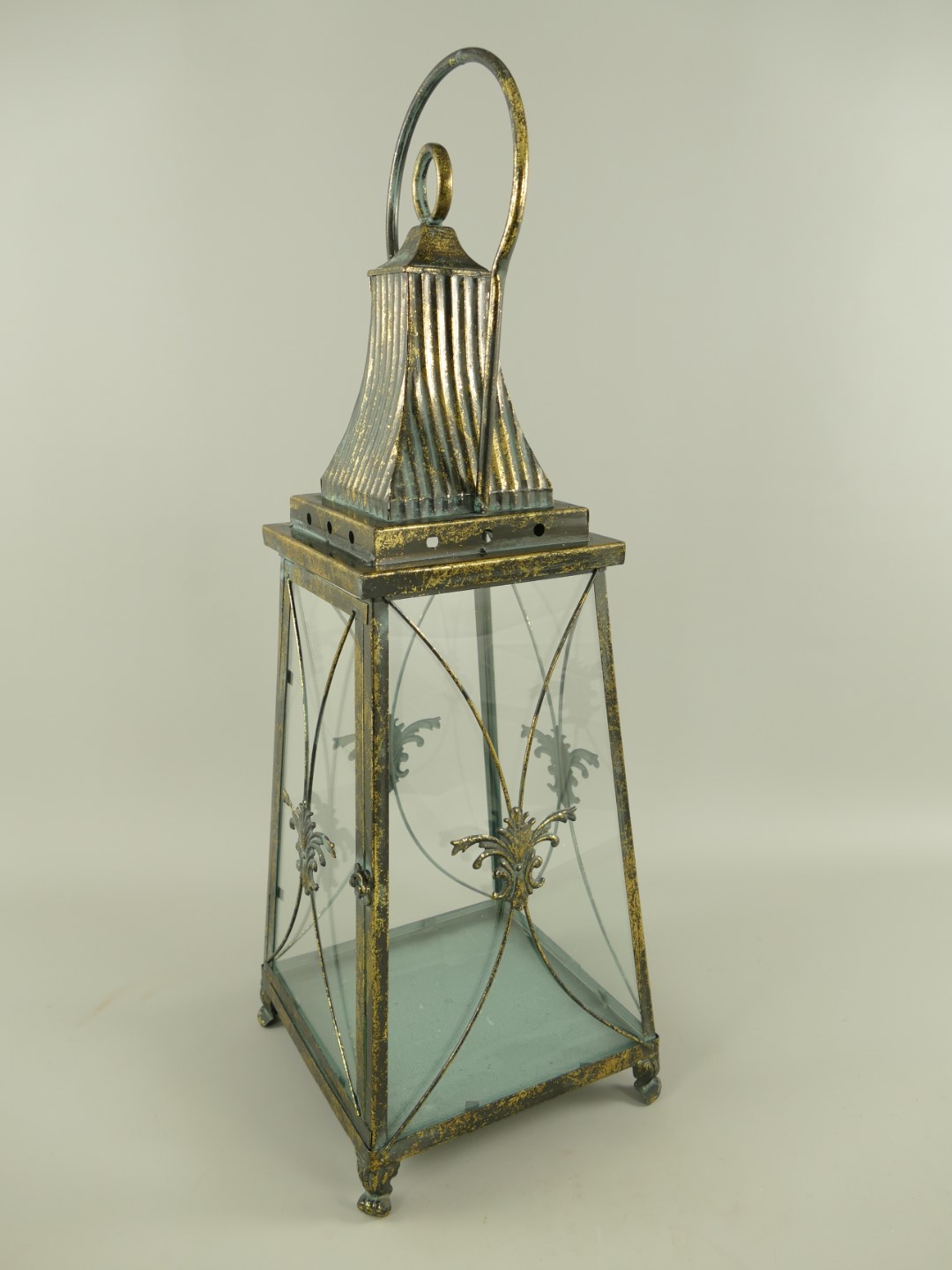 (*)Laterne rustikal gold Eisen farbe H.72cm