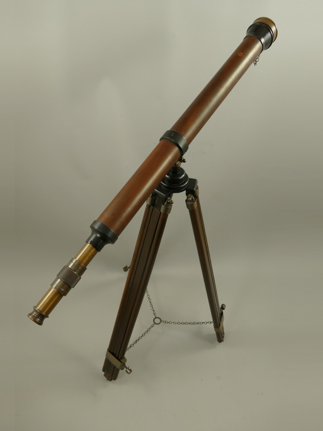 *ANG. Fernrohr Messing Holz Stativ H.105cm