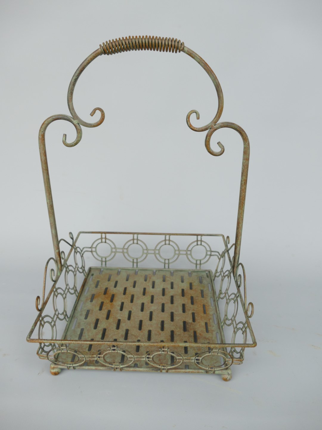 Korbset Eisen rustikal grün Set/2 H.50/43cm