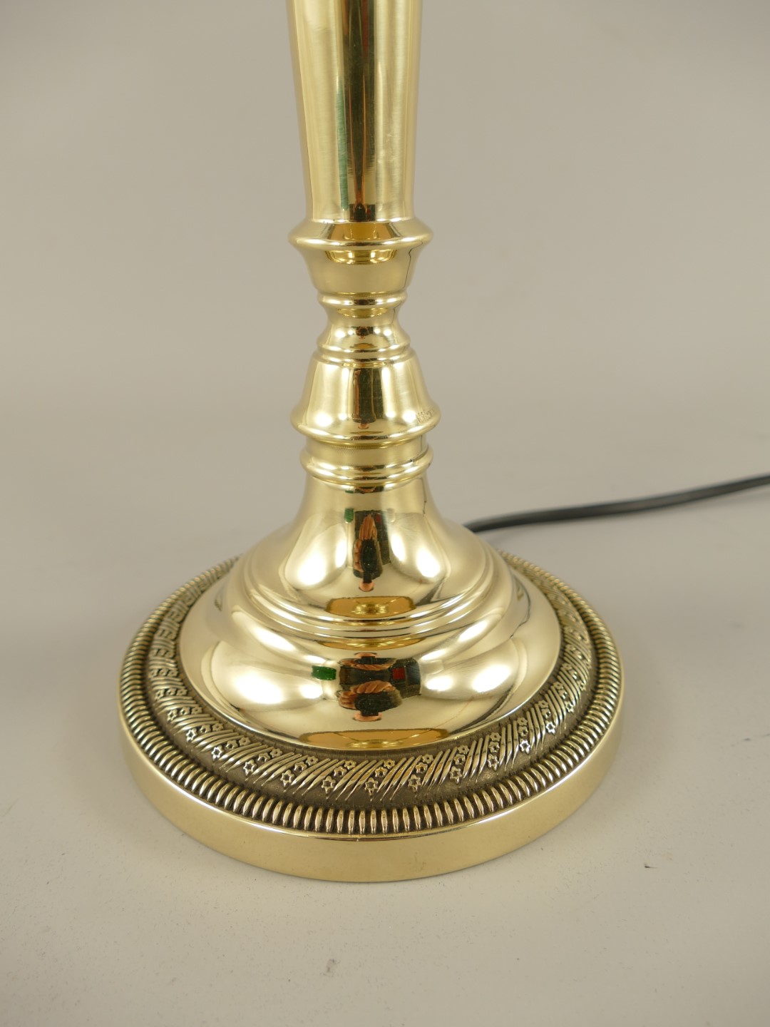 Pilzlampe Messing (Glas farb. Cognac) H.40cm