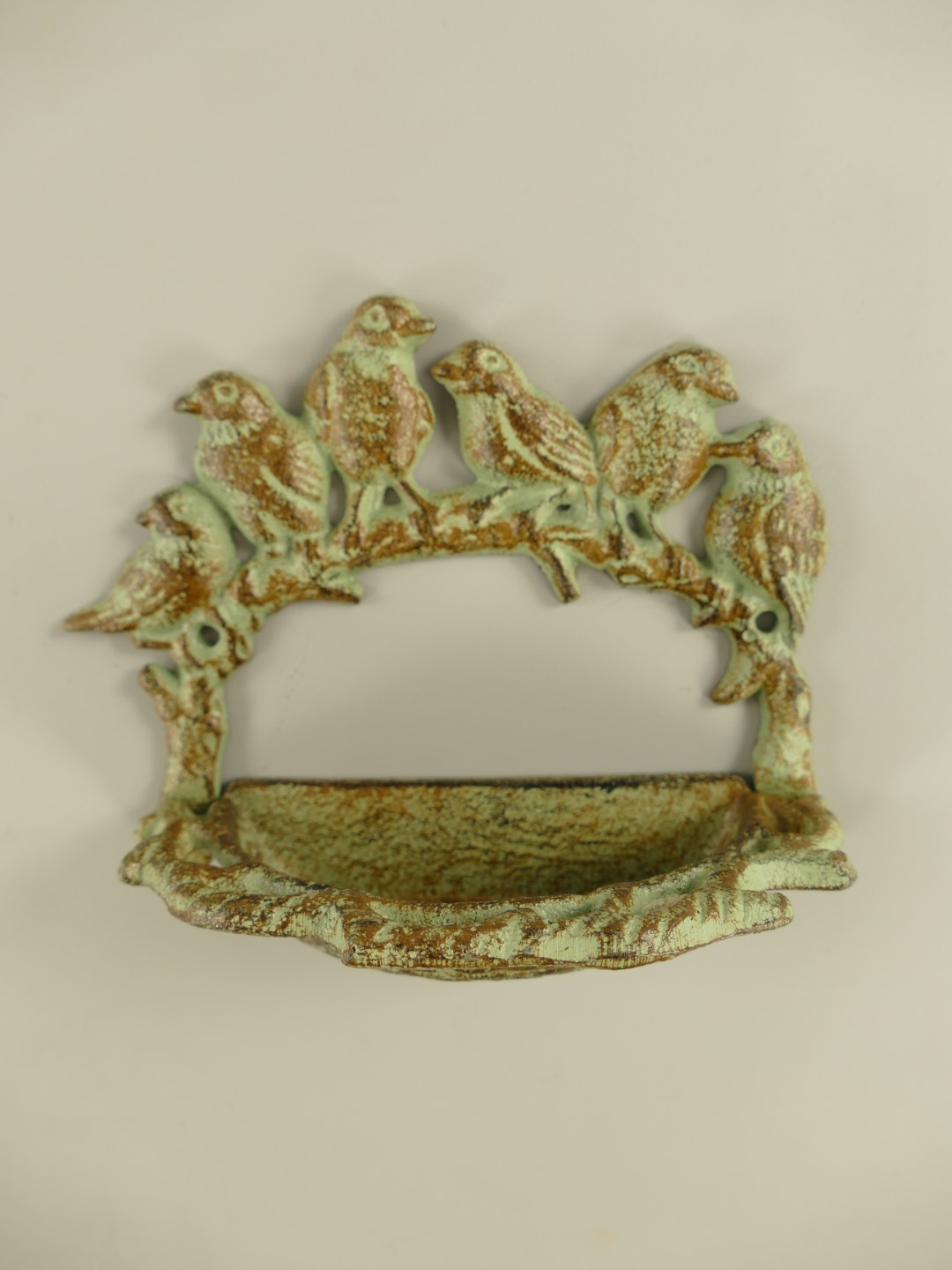 Vogeltränke Gußeisen Wand farbig L.18cm
