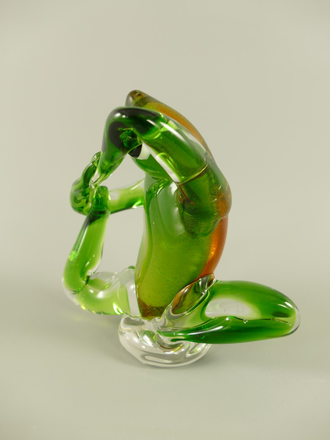 *ANG. Glasfigur Frosch farbe H.15cm