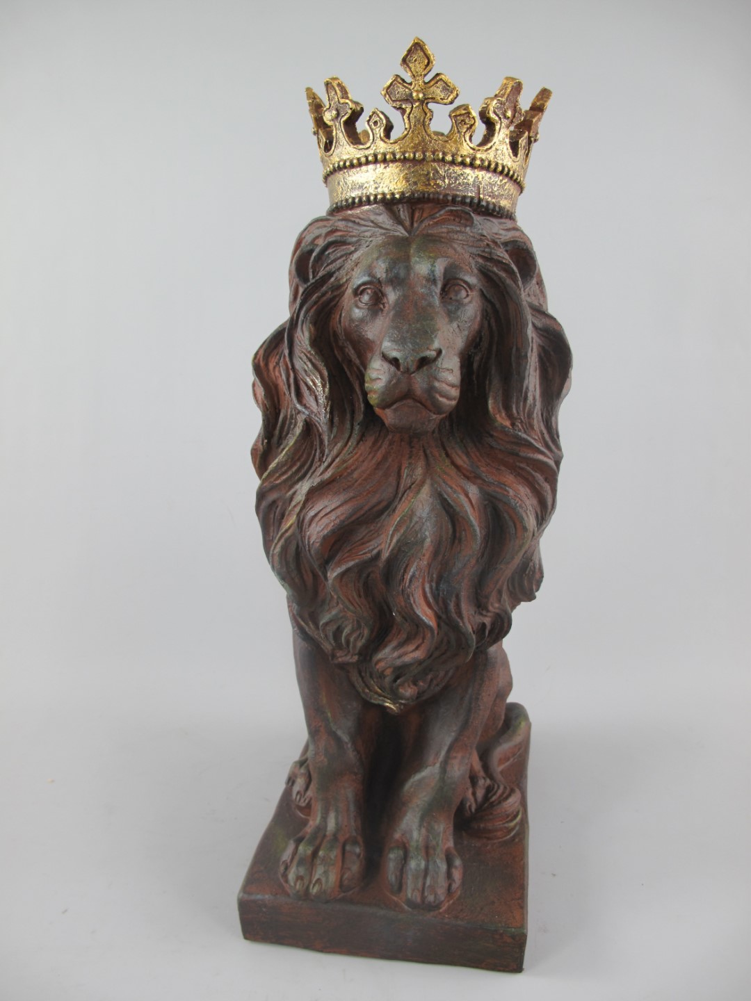 Löwe Polystein rustikal braun farbig H.58x20cm