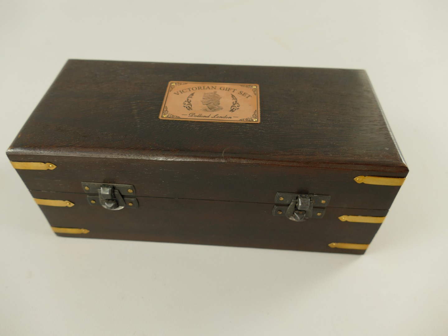 Nautikset Mes./leder patina Holz Box L.23x11cm