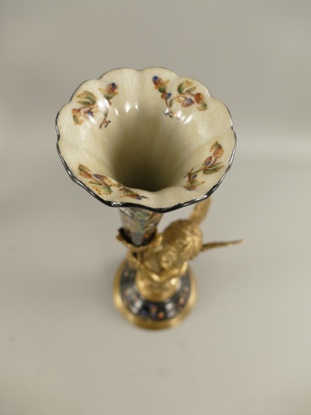 Leuchter schwarz Porzellan/Messing H.39x13cm