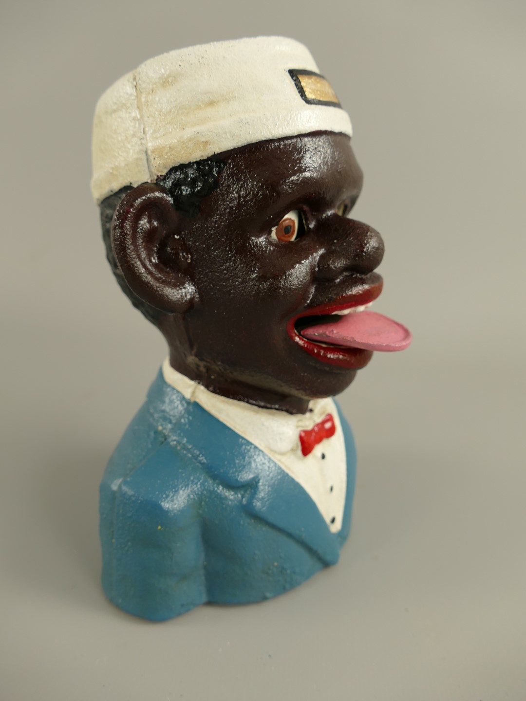 Spardose(Mechan.) Figur Eisen H.18x13cm