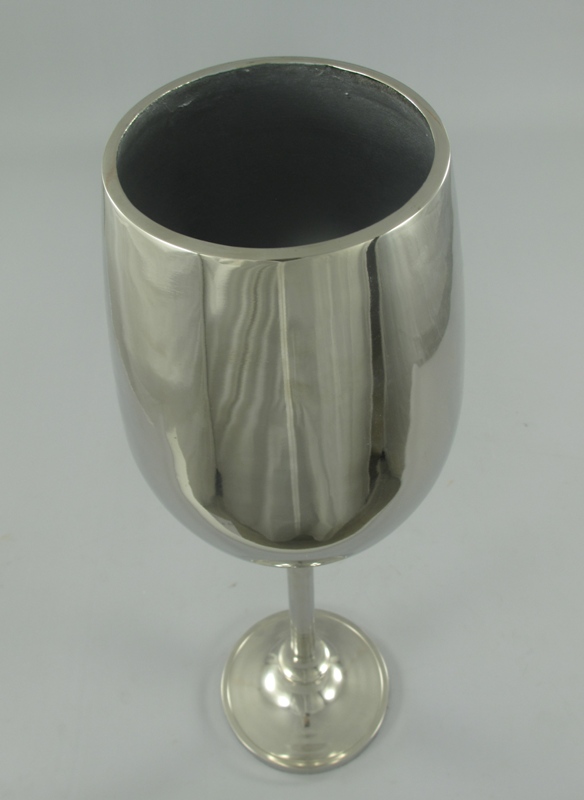 Weinkühler auf Fuss vernickelt  H.62x18cm