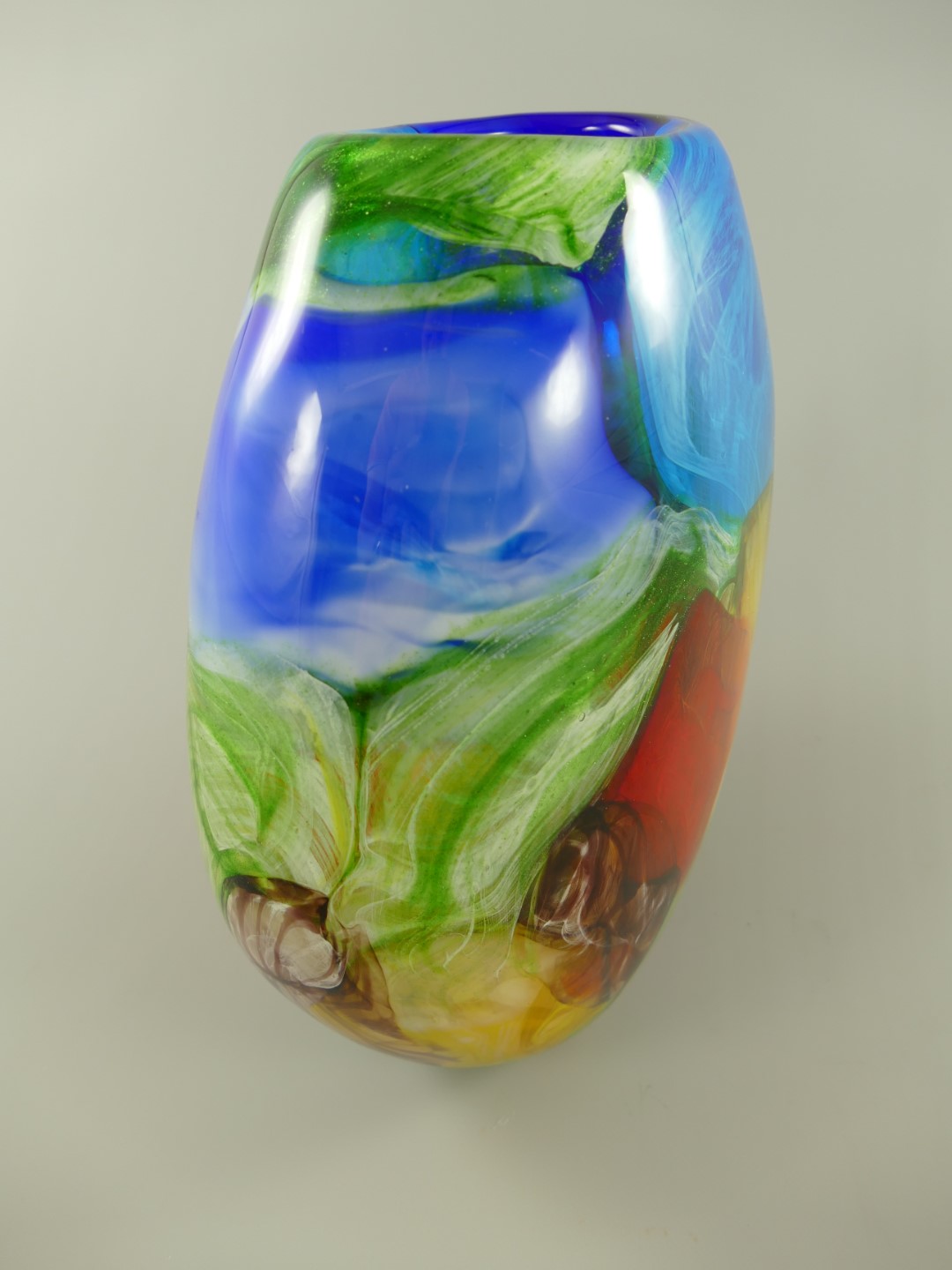 Glas Vase farbe H.34x10cm