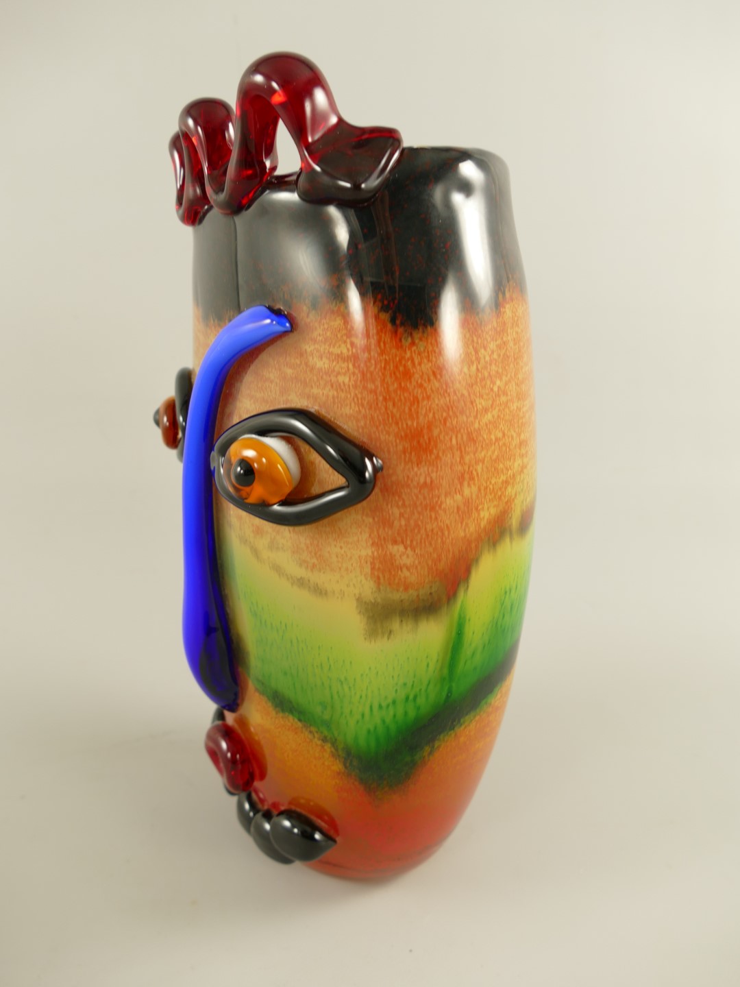 Glas Vase Gesicht farbe H.34x18cm