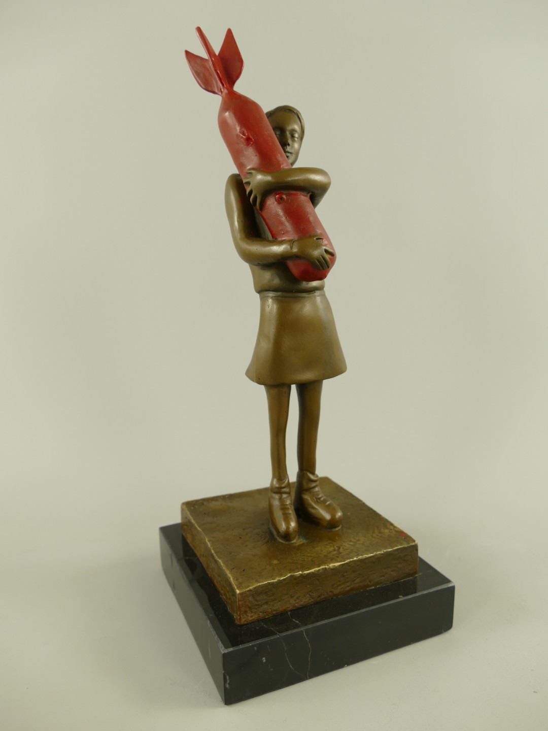 Figur Bronze Banksy Rocket Girl Farbig H.33cm