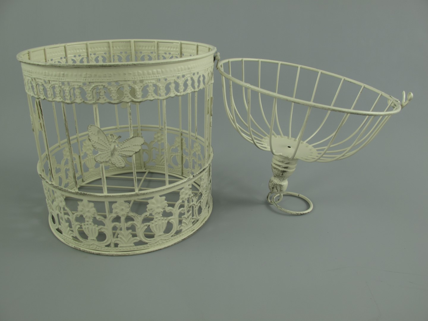 Käfig(Rund) Eisen rust. weiss Set/3 H.45/34/25cm