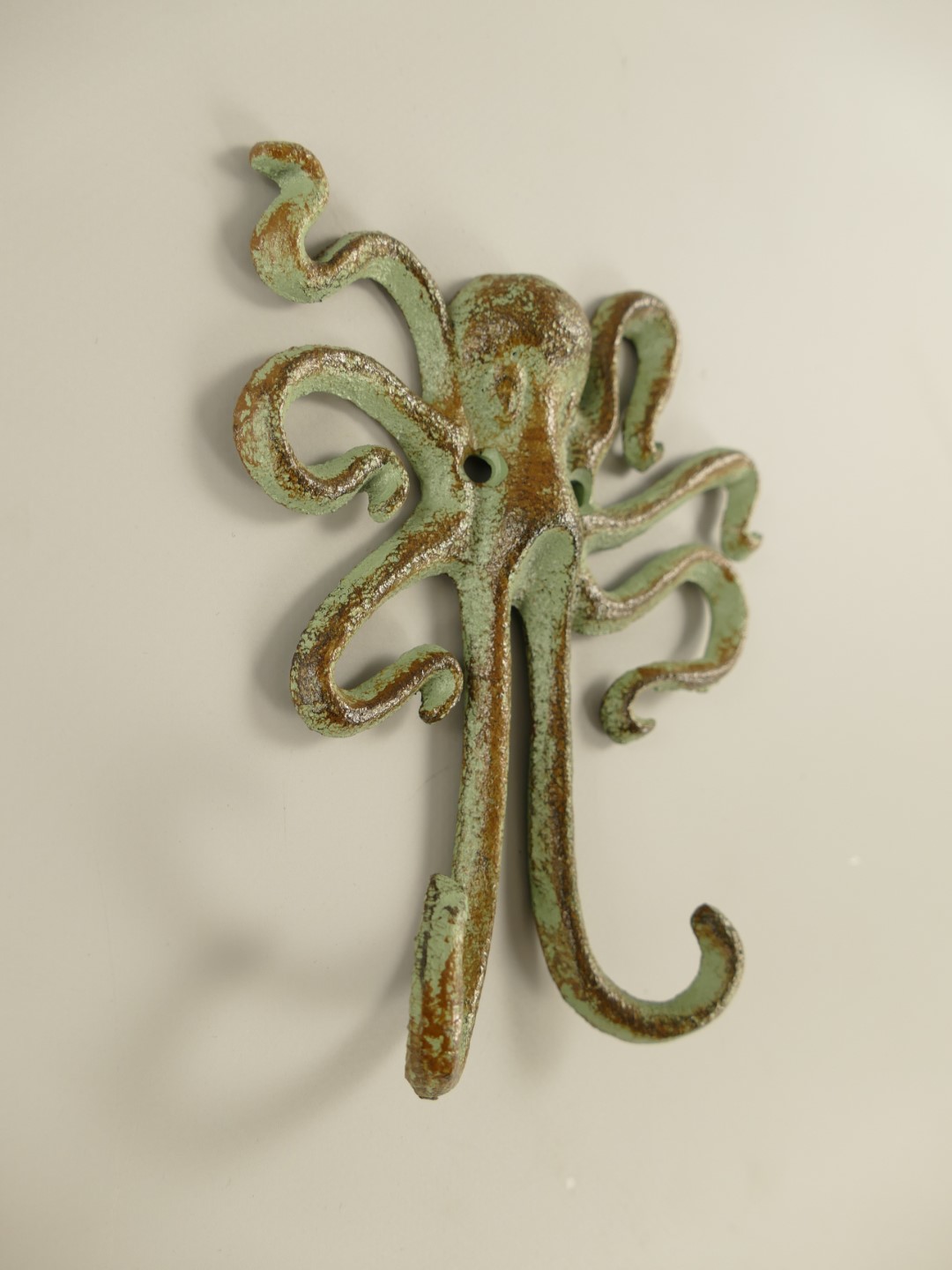 Wandhaken Oktopus Gußeisen farbig H.15cm