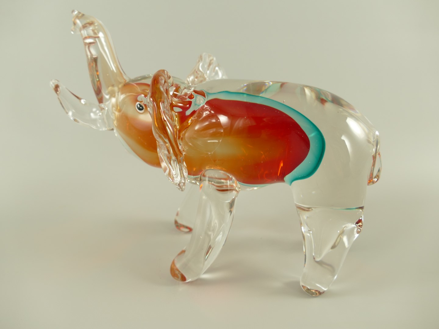 *ANG. Glasfigur Elefant farbe L.29x23cm