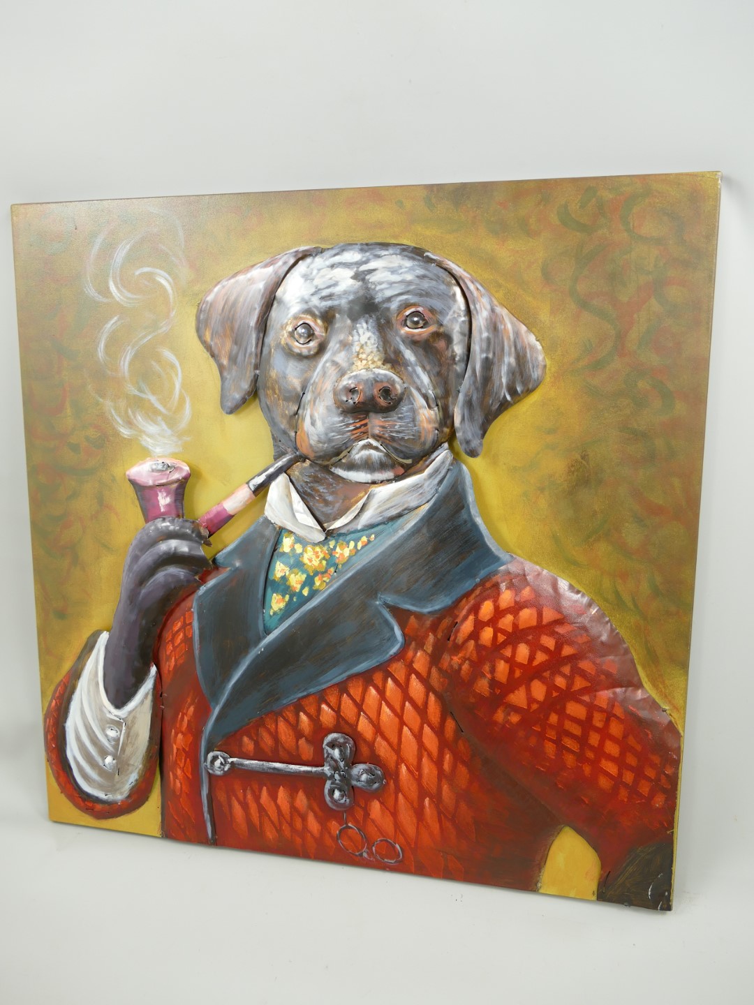 #(*) Metallbild (3D) Eisen Hund H.80x80cm
