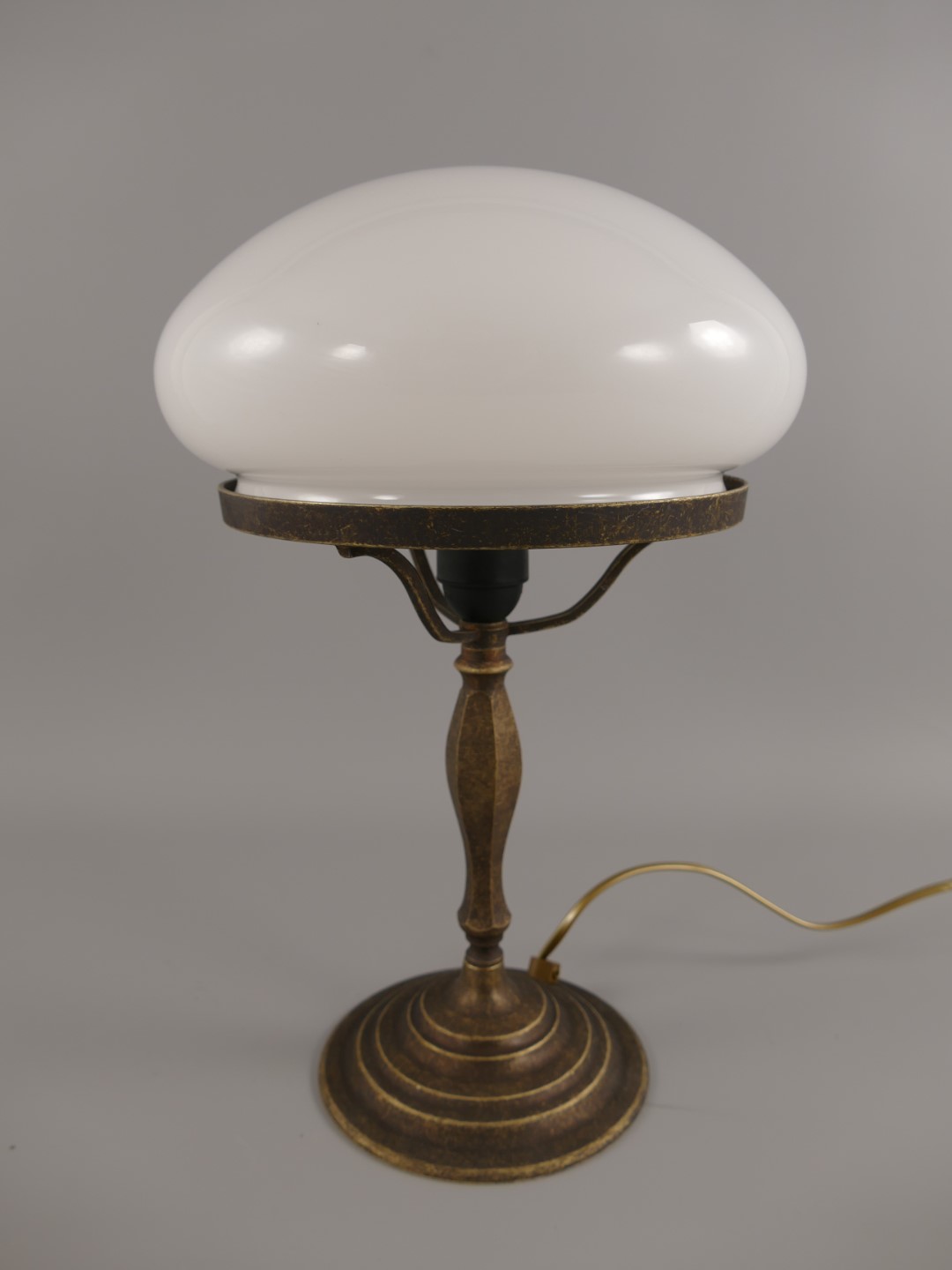 Pilzlampe WEISS Messing brüniert(215.050-25)H.38cm