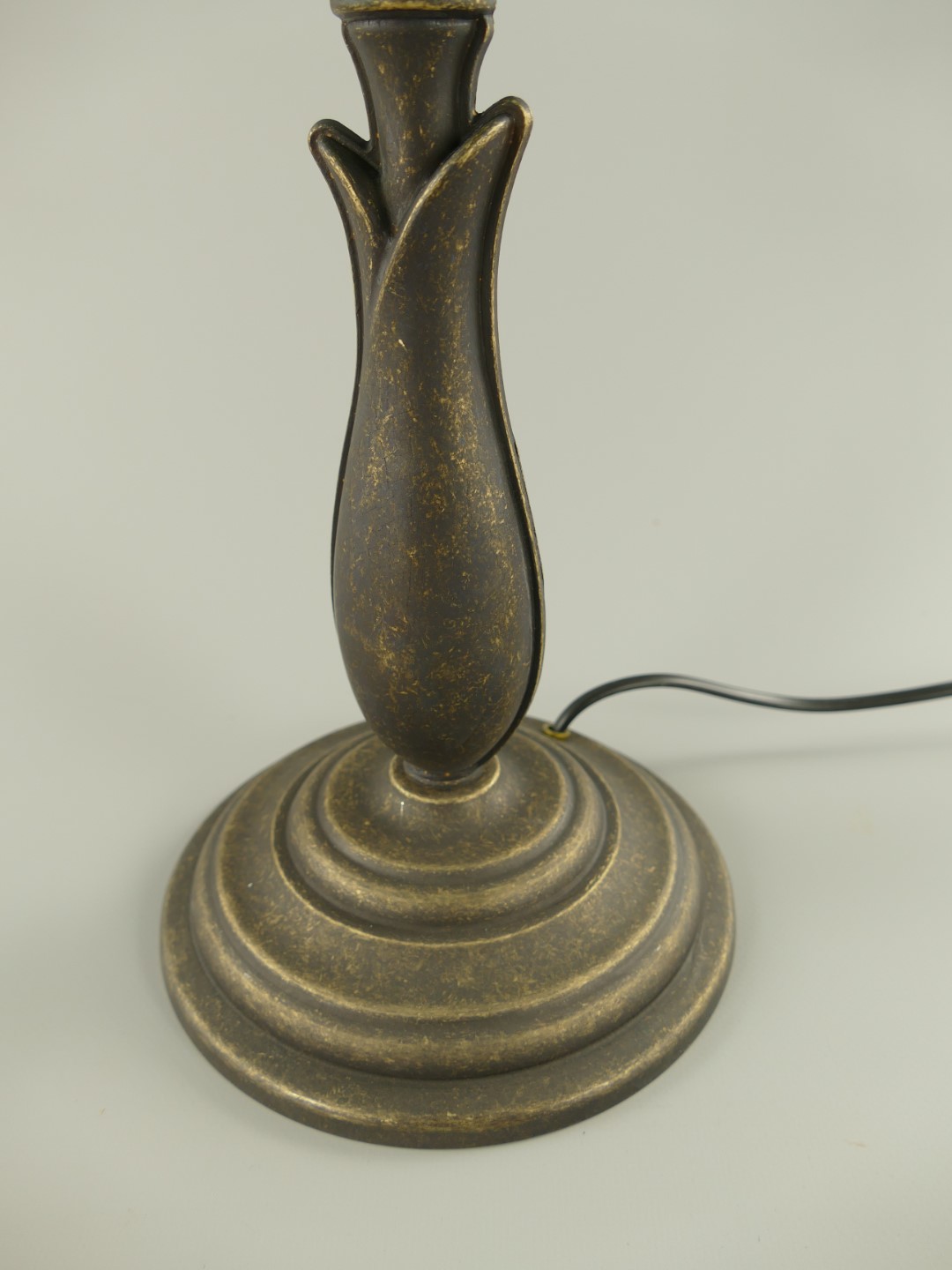 Pilzlampe Messing brün.(Glas grün 162.PS-G) H.38cm