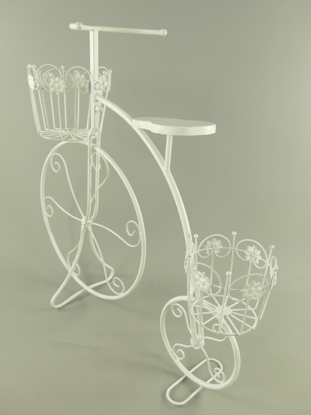 (*S) Blumen FAHRRAD rustik weiss L.74cm