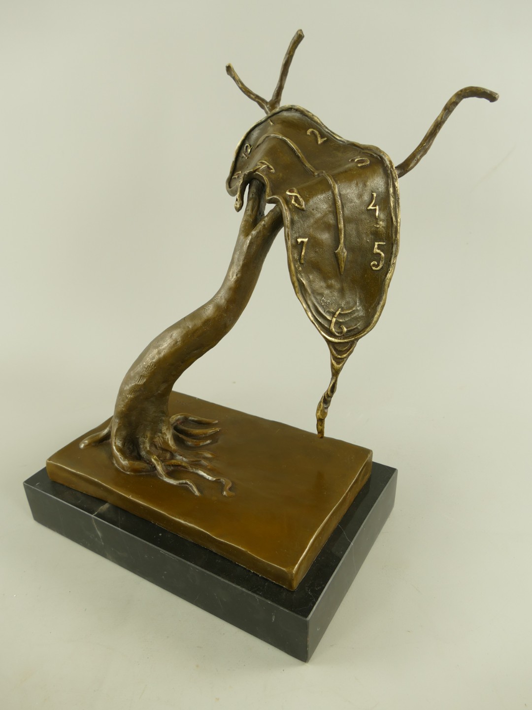 Figur Bronze fließende Uhren Baum H.35cm