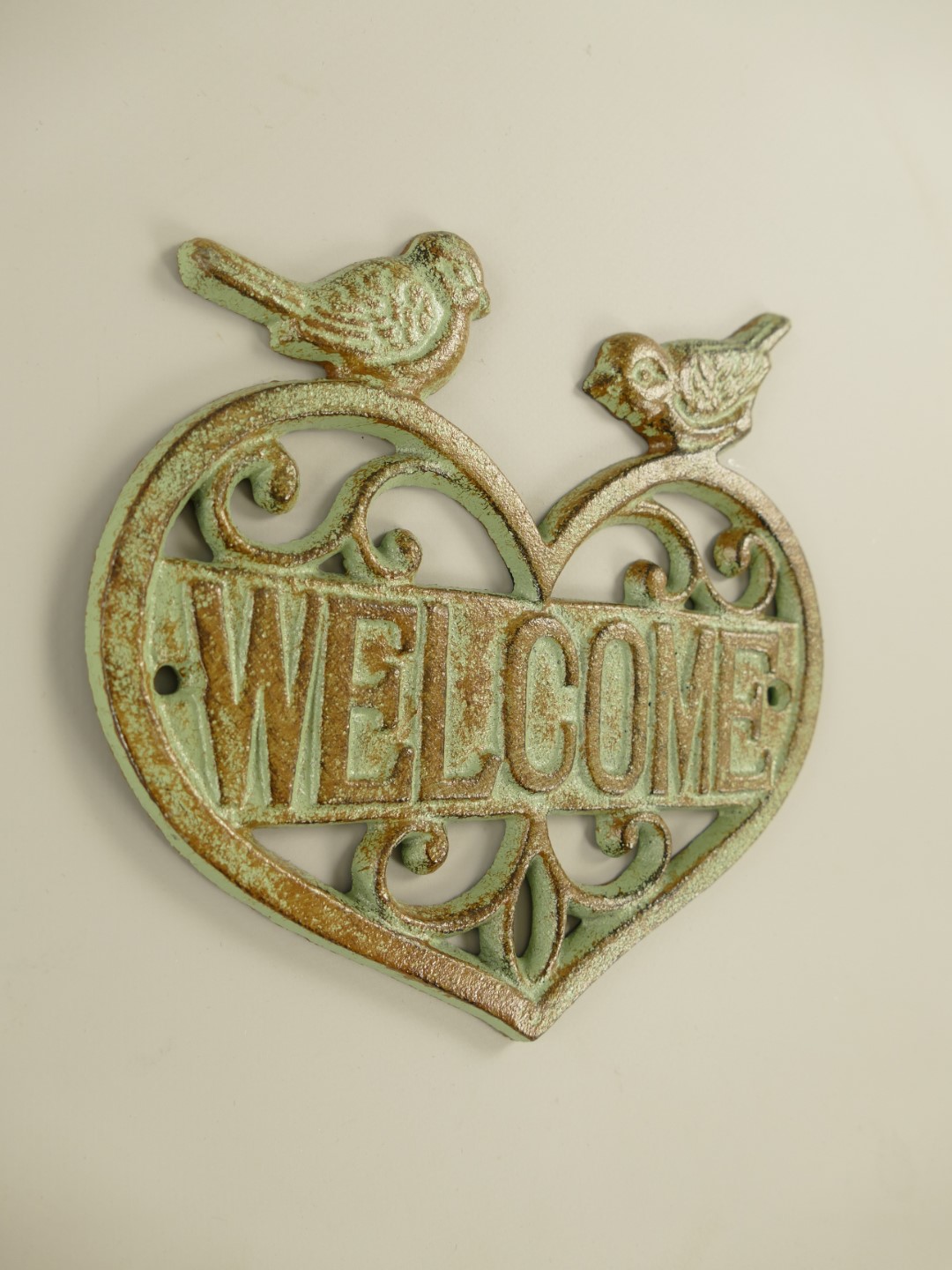 Wandschild Eisen Welcome farbig H.18cm