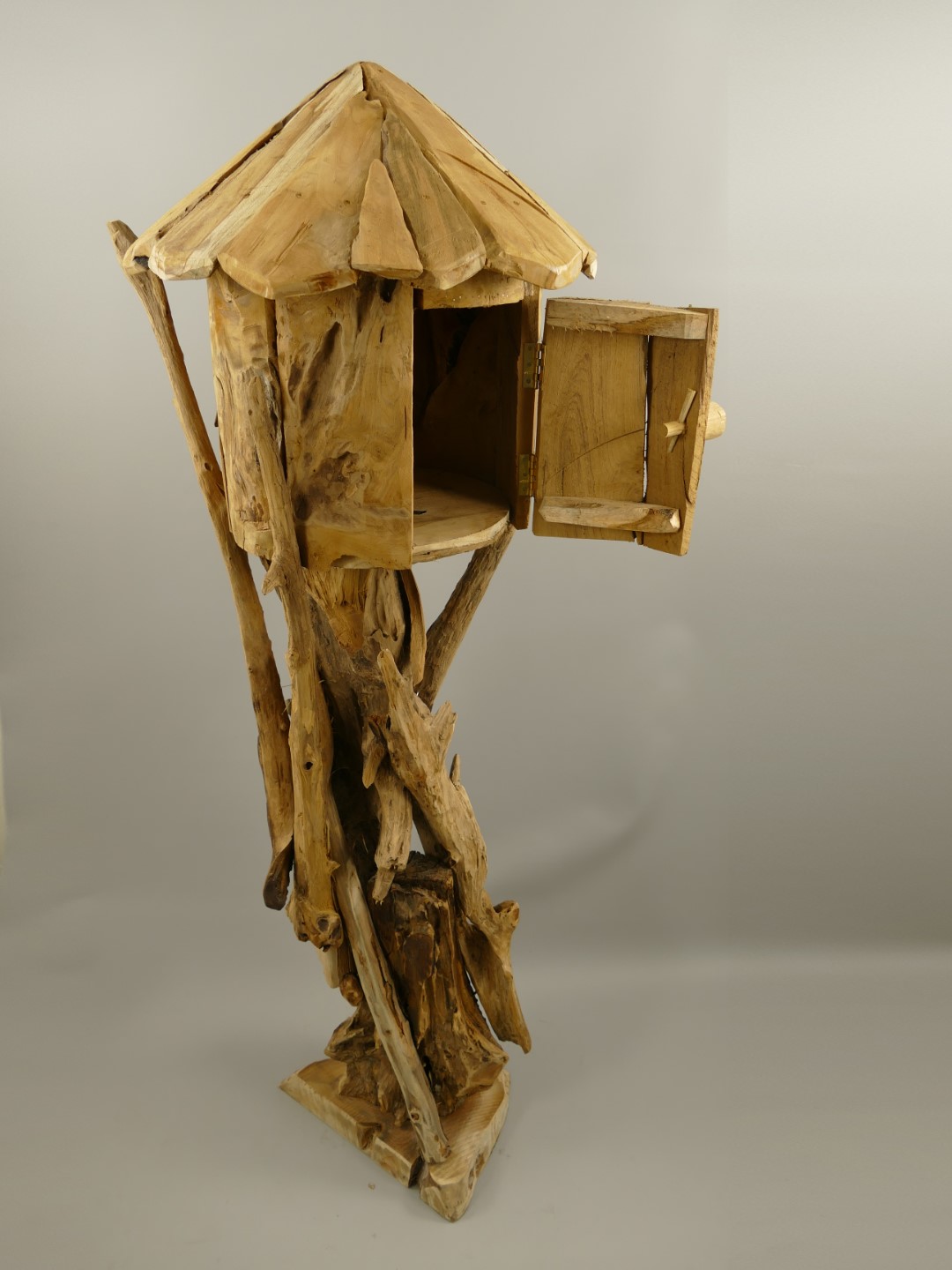 (*)*NT Vogelhaus Teak Holz H.150x55cm
