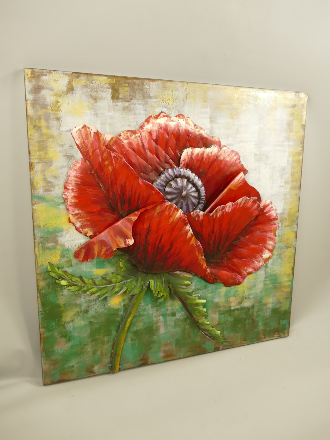 (*)Metallbild(3D)Eisen Blumen H.80x80cm