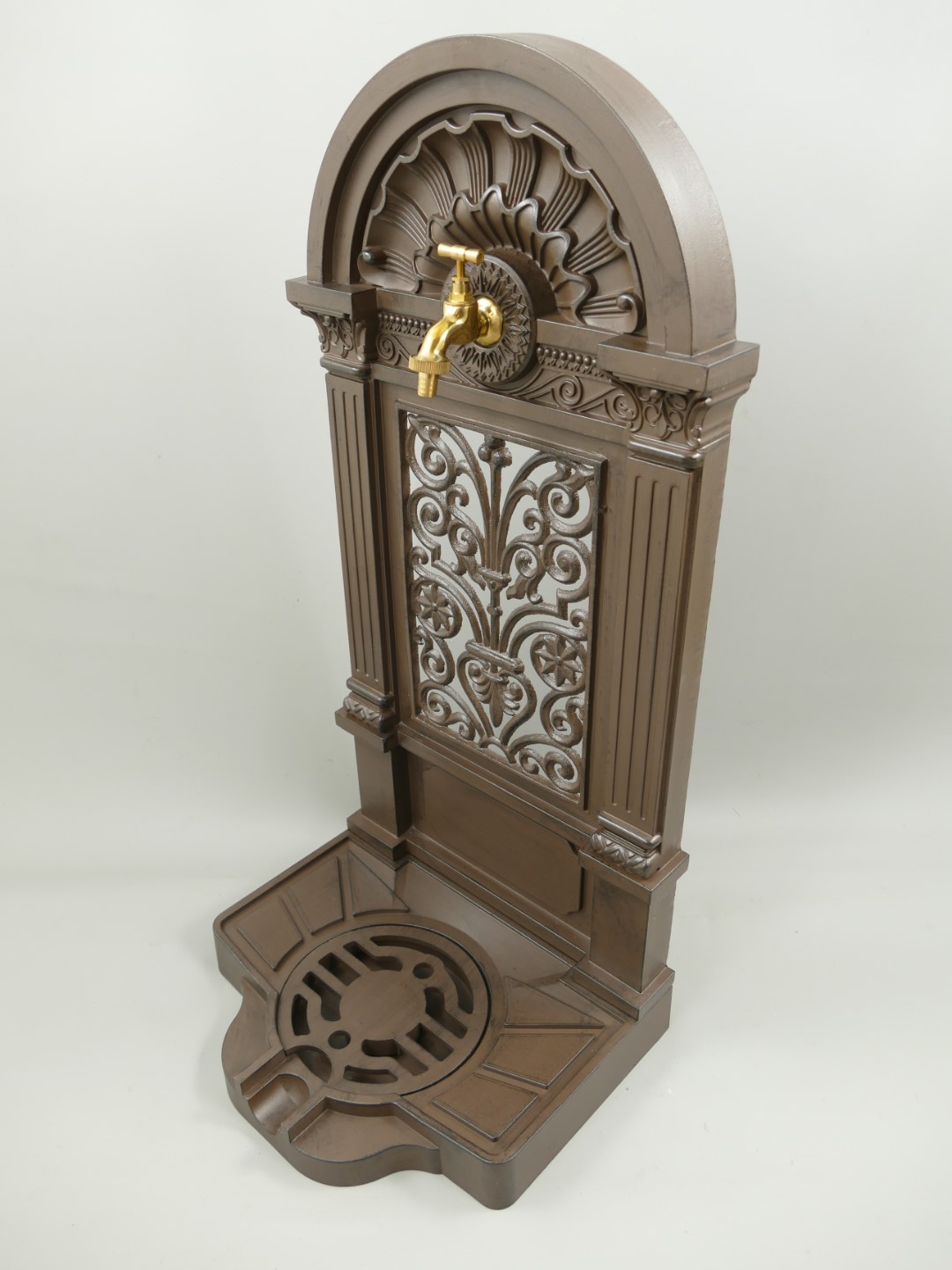 Stehbrunnen Alu Guß rustikal braun H.83x40cm