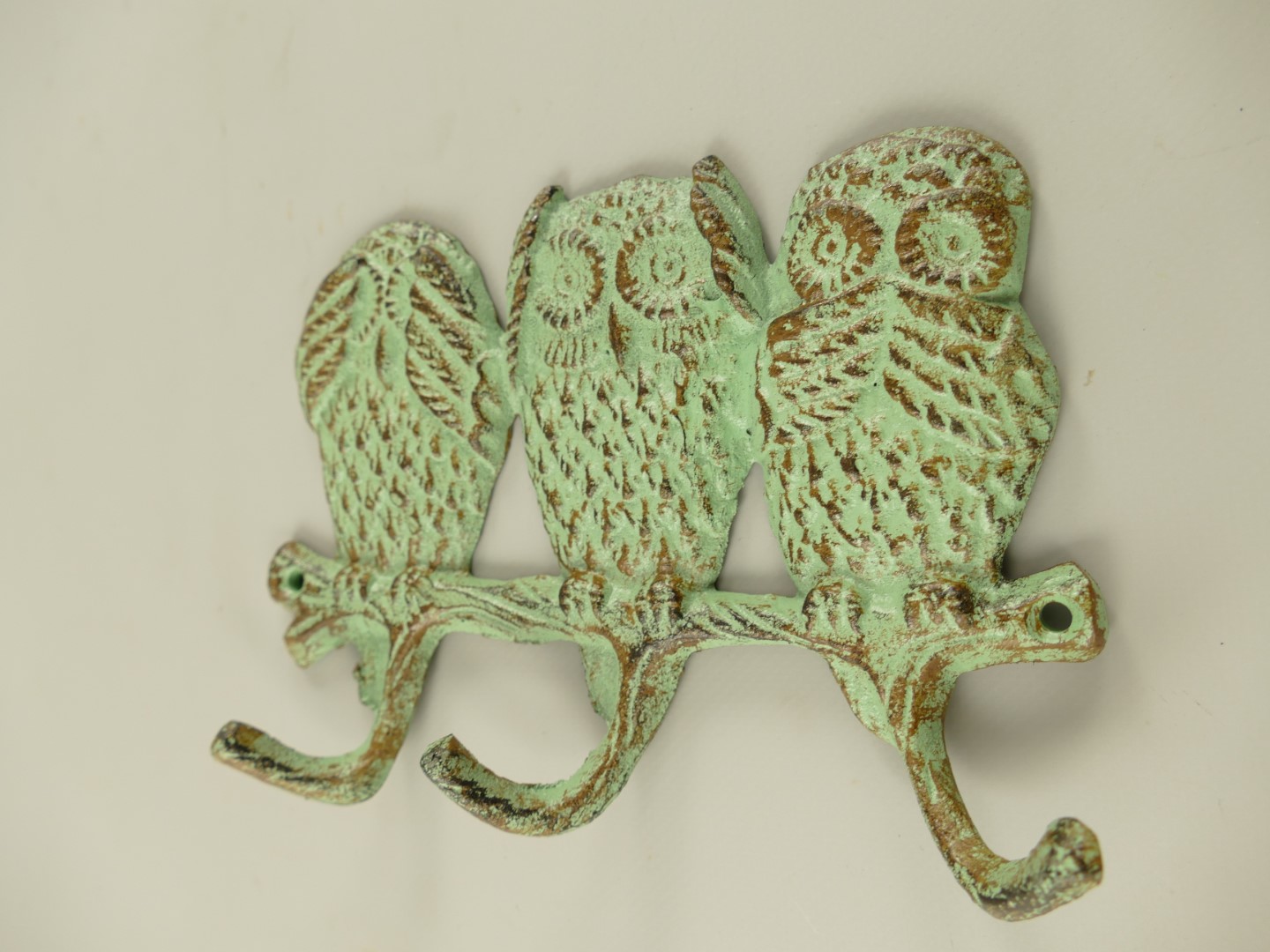 Wandhaken Eule Gußeisen farbig L.19cm