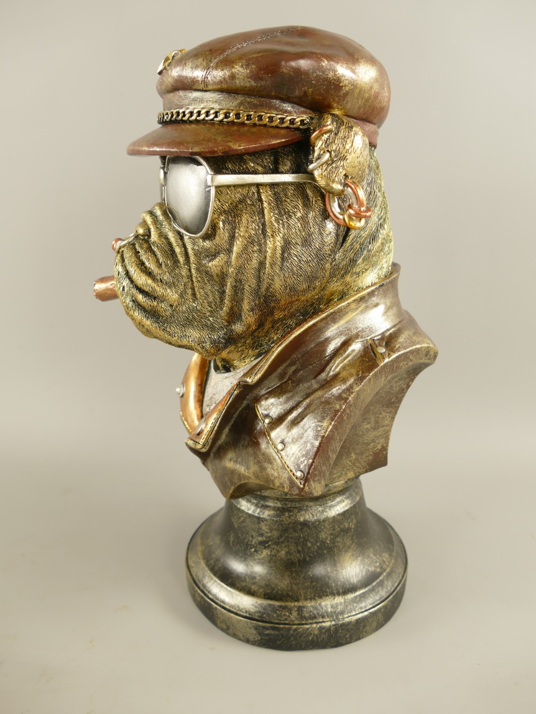 Figur Polystein Steampunk Hund farbig H.34x20cm