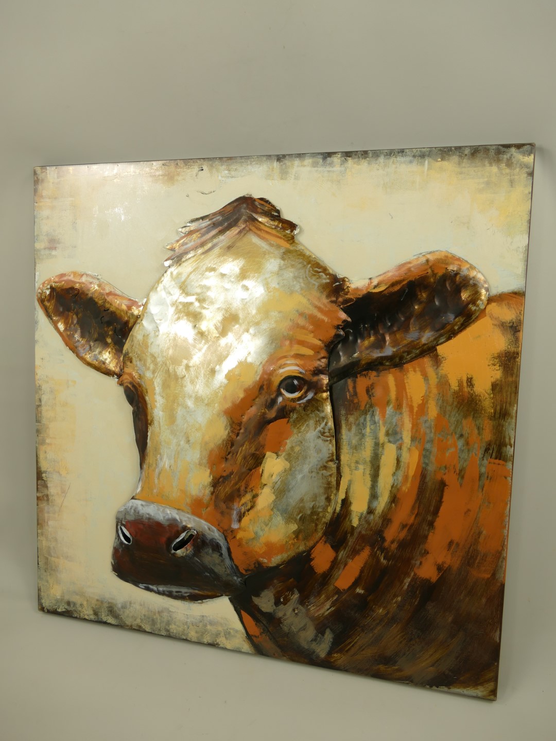 (*) Metallbild (3D) Eisen Kühe H.80x80cm