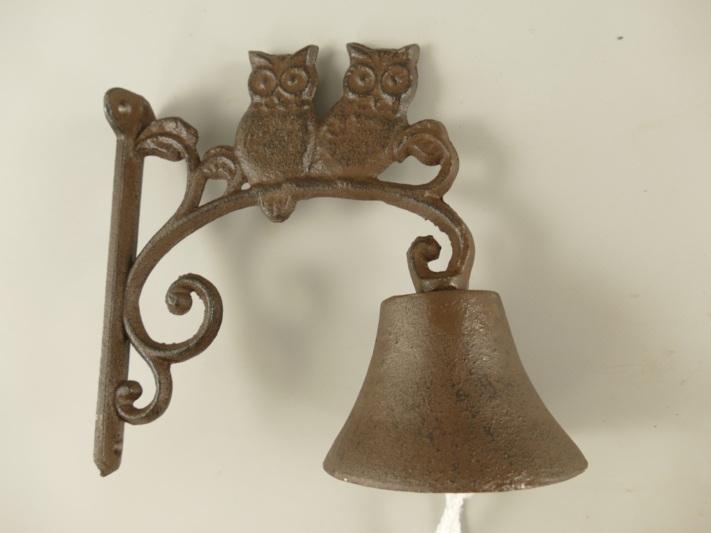 Wandglocke Eule Gußeisen rustikal braun H.18cm
