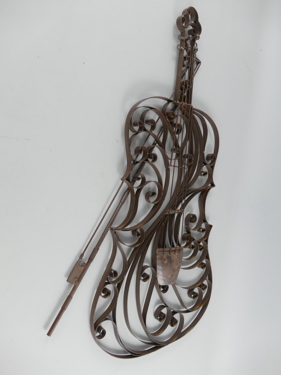 Wanddeko Geige Eisen rustikal braun H.84x48cm