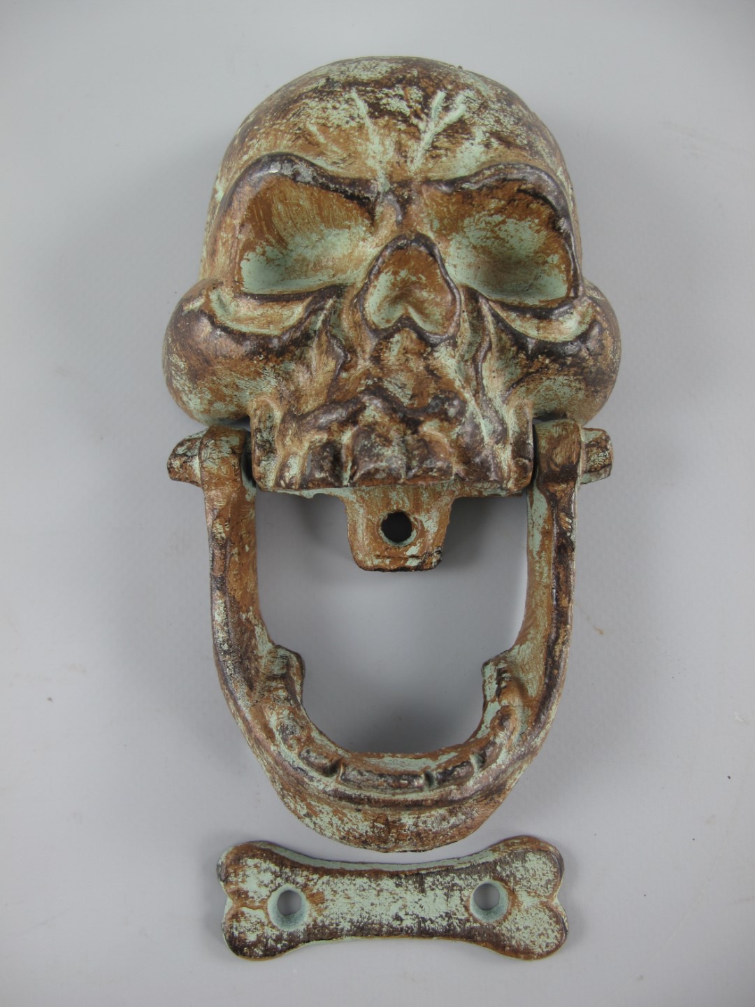 Türklopfer Gußeisen farbig Totenkopf H.18x11cm