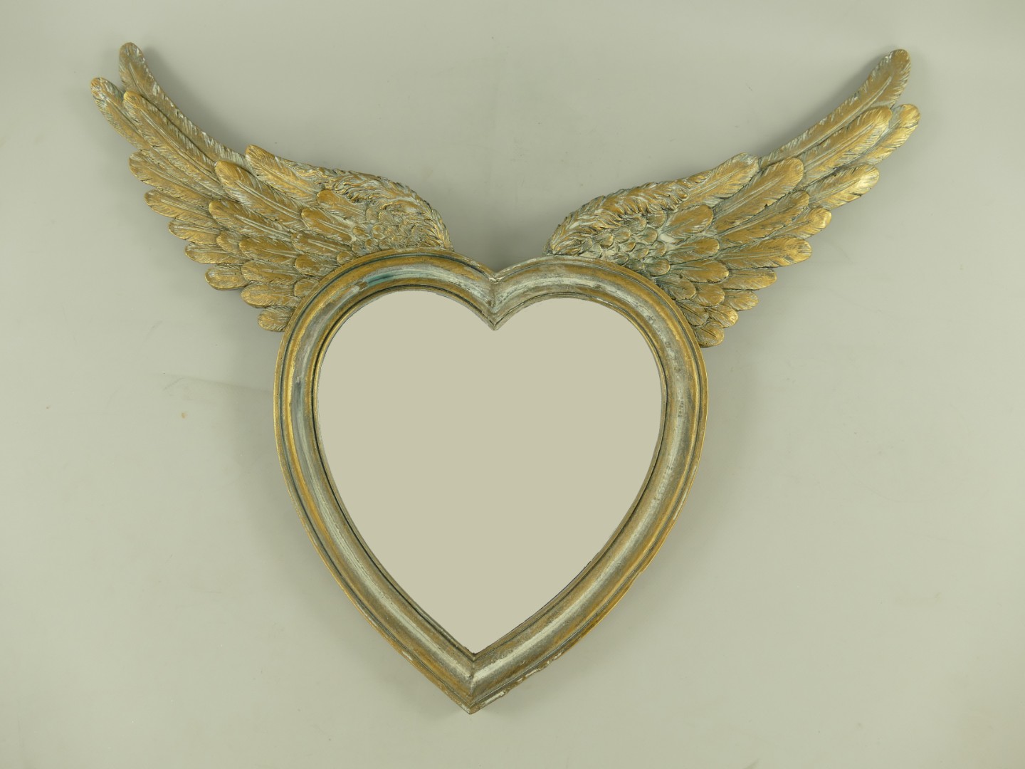 Wandspiegel Herz/Flügel Polystein gold H.50cm
