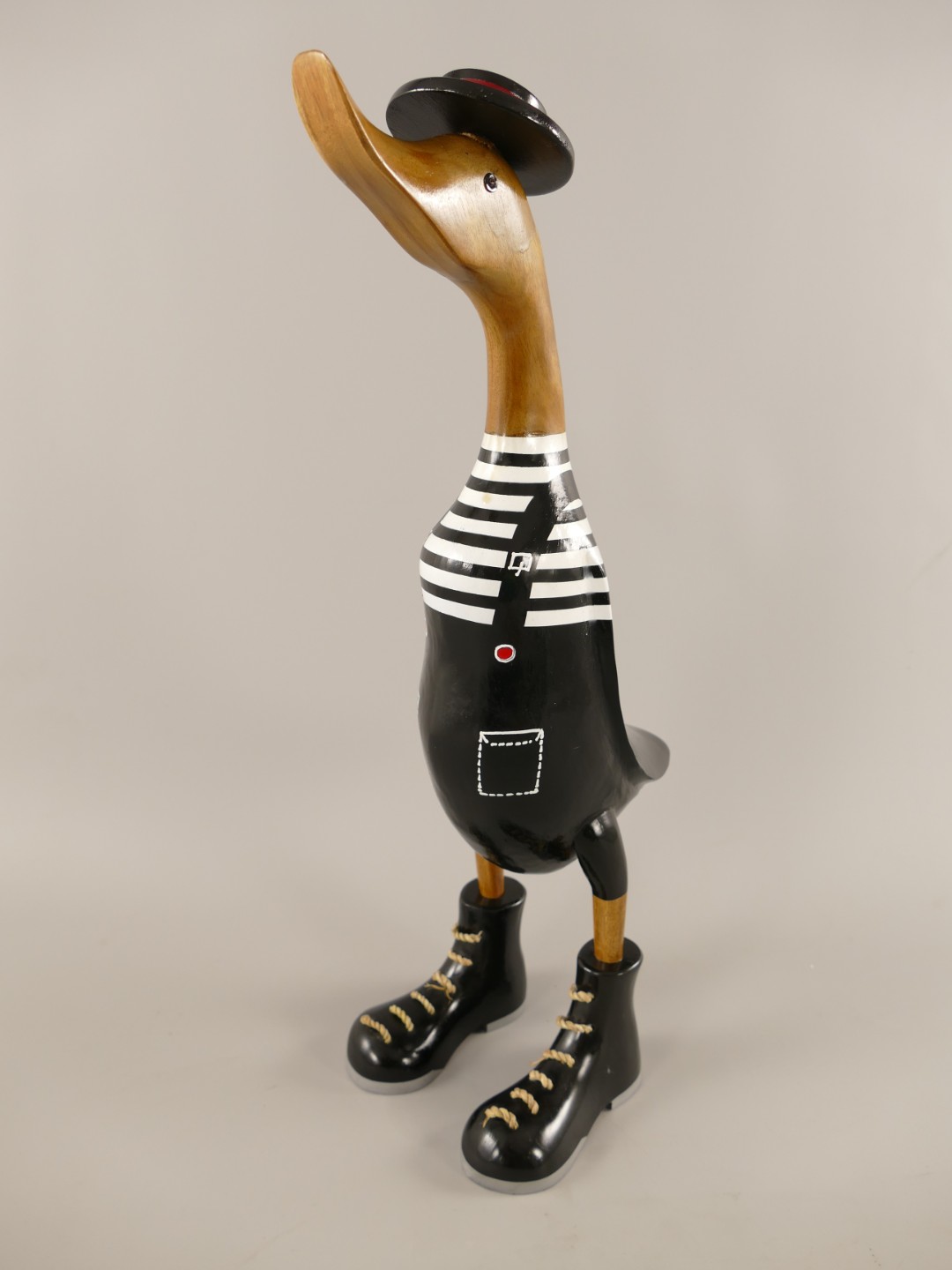 *NT TEAK Ente mit schwarzer Latzhose H.48cm