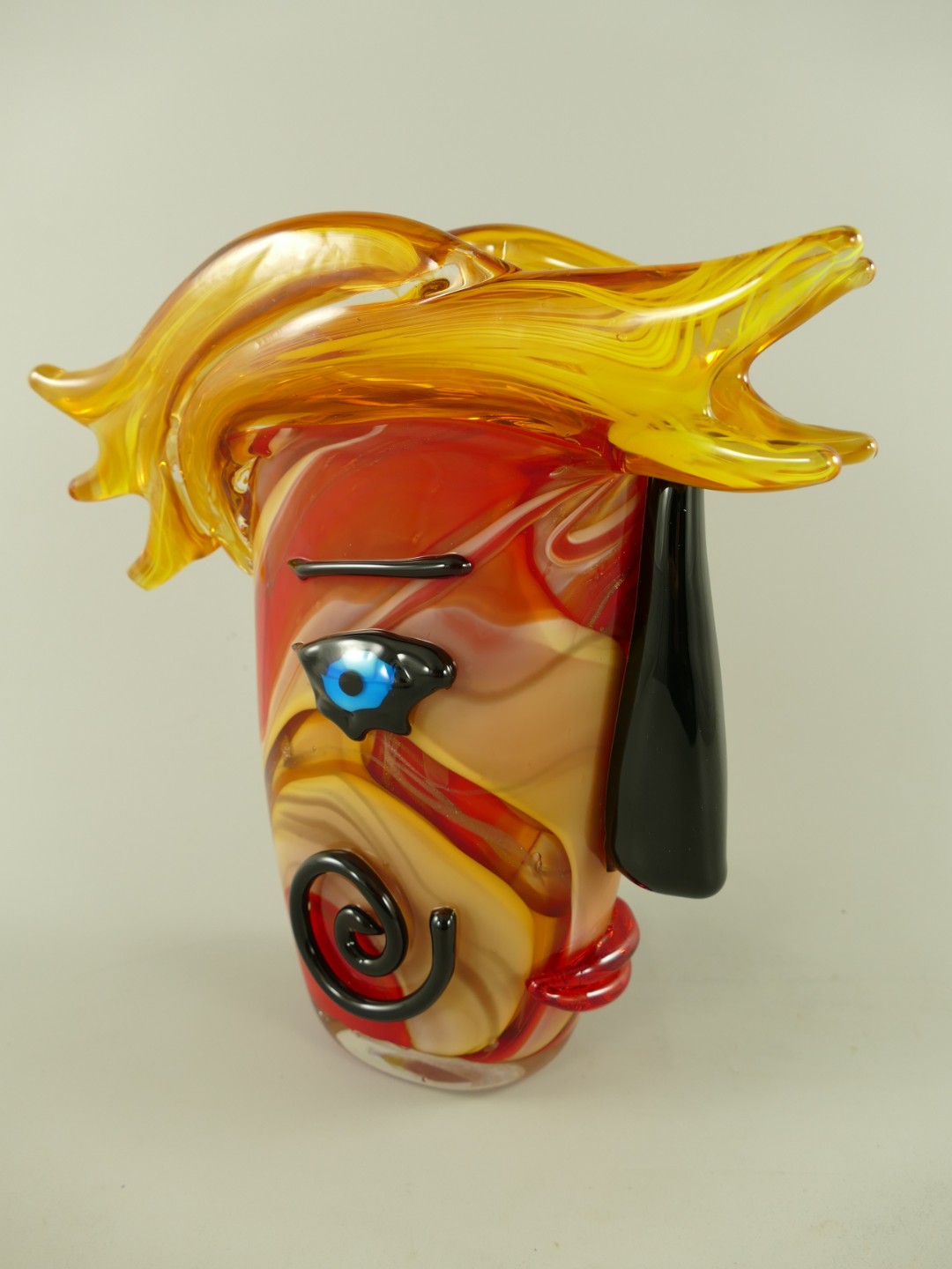 Glas Vase gesicht farbe H.30x29x10cm