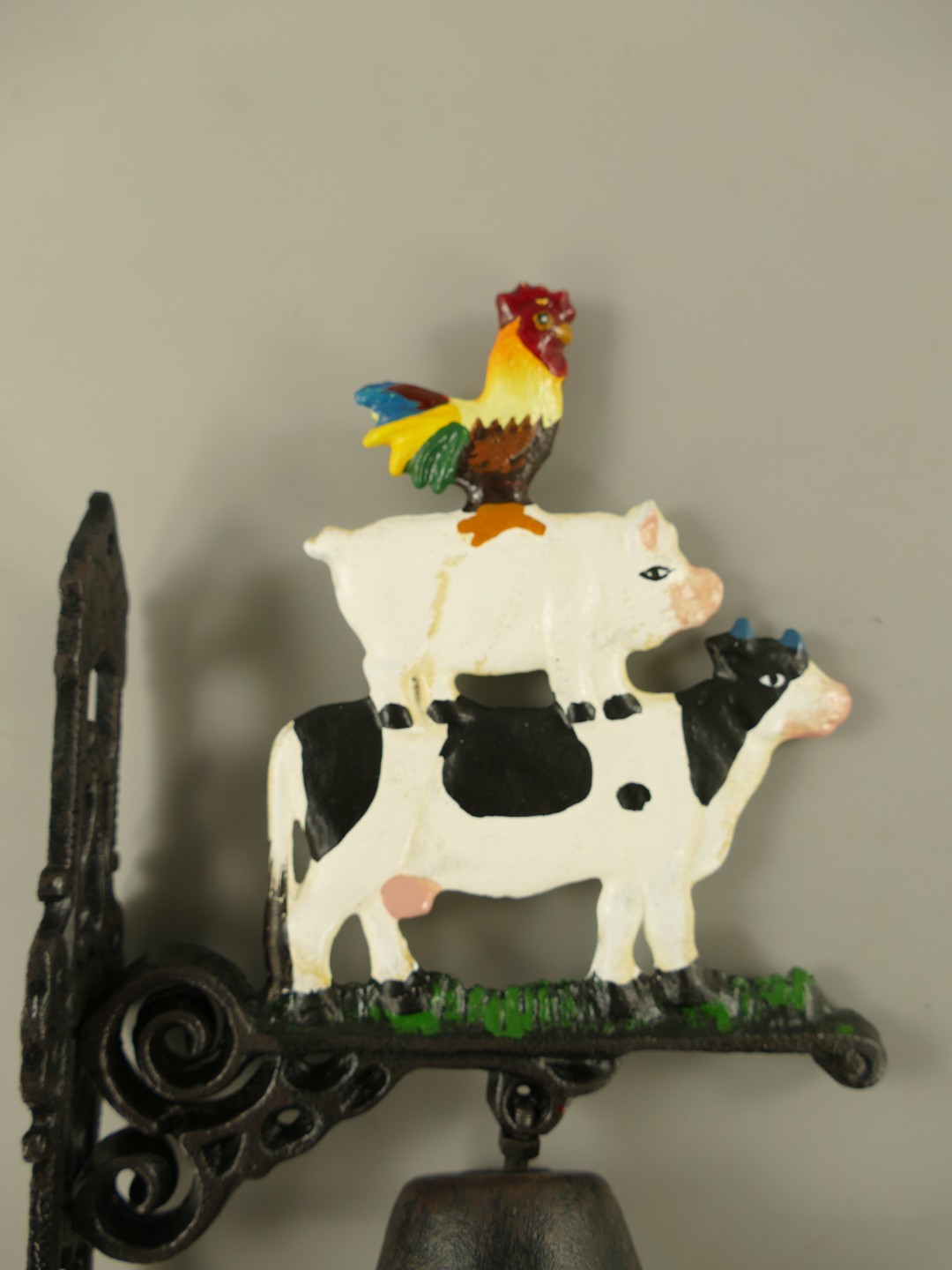 Wandglocke Kuh Schwein Huhn Gußeisen H.26cm