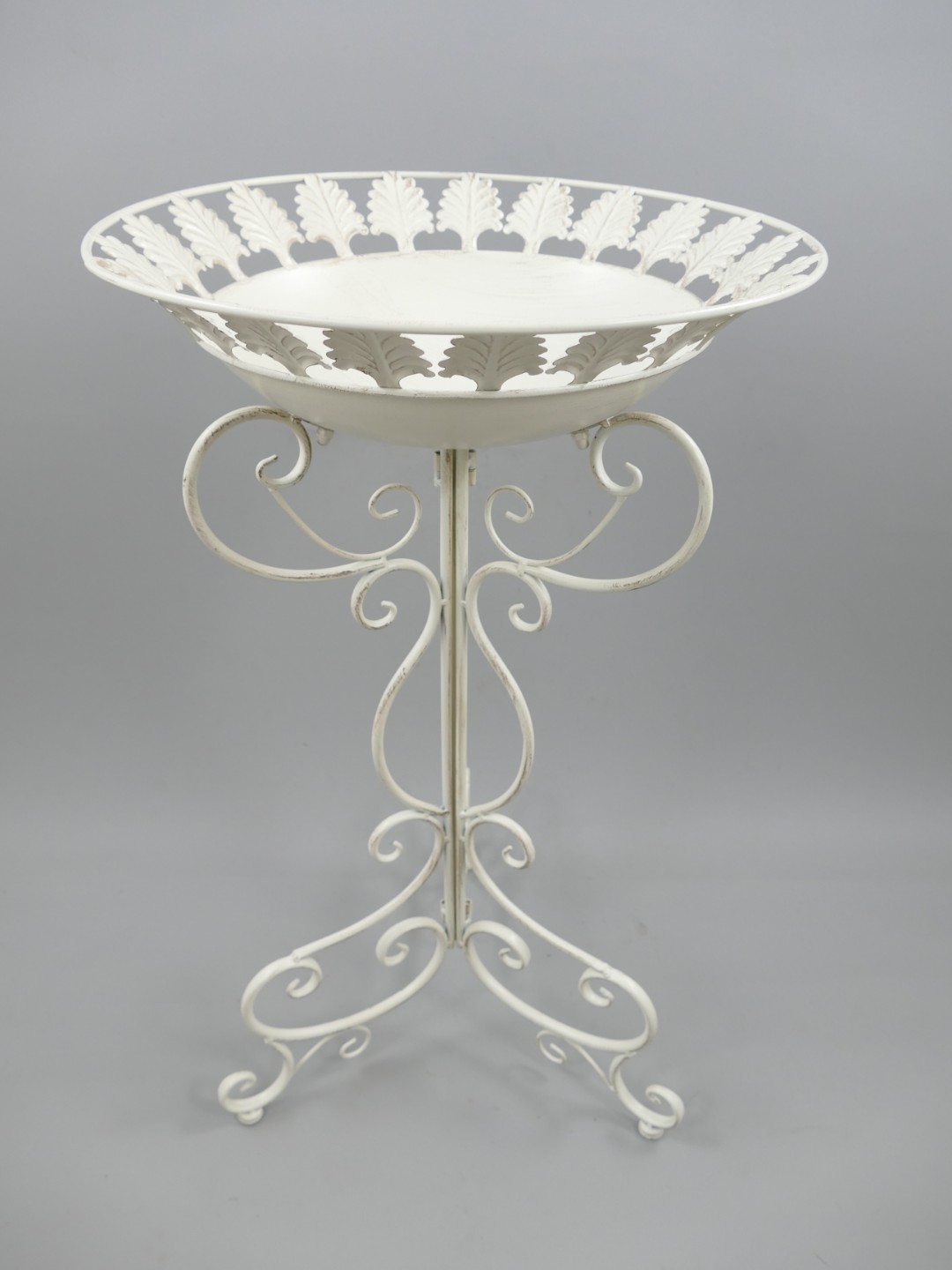 Vogeltränke Eisen rustikal weiss H.74cm