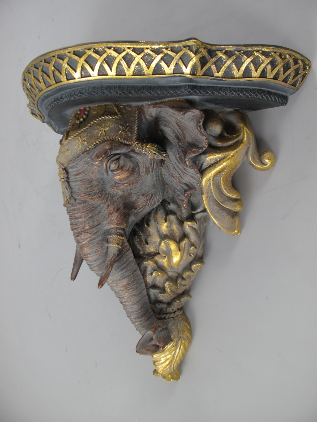 Wandkonsole Elefant Polystein H.31x33cm