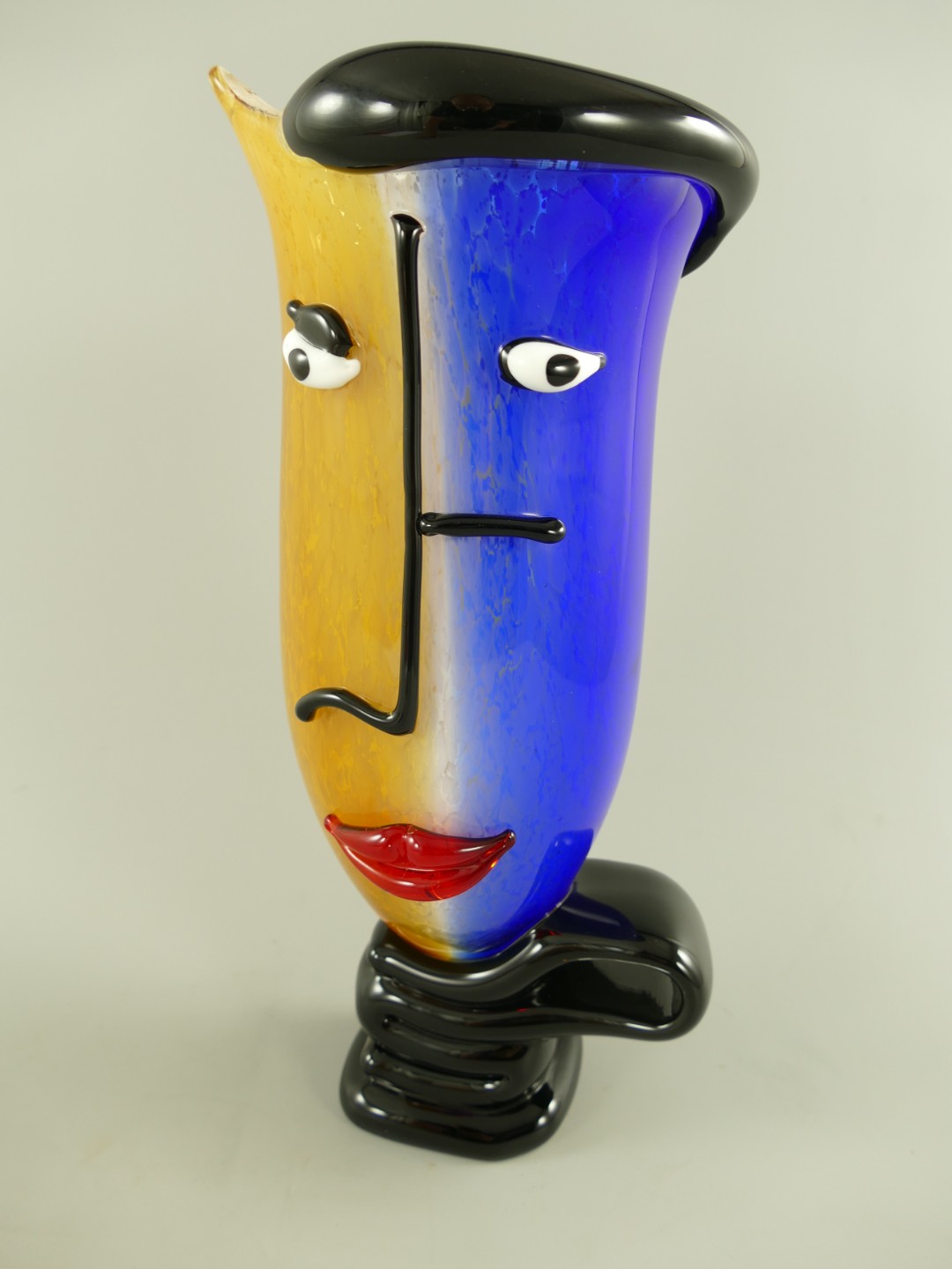 Glas Vase mit Gesicht farbe H.17cm