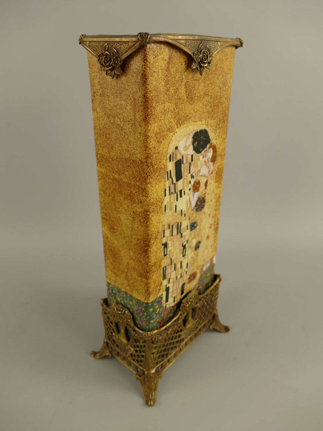Vase KLIMT!! farbe Porzellan/Messing L.34cm