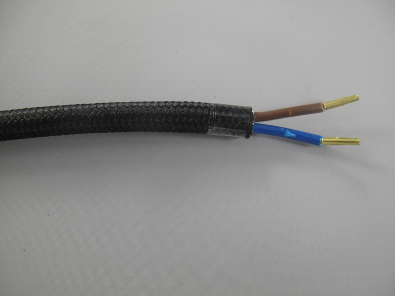 *NT Stoffkabel 2-adrig schwarz 2x0,75 L.120cm