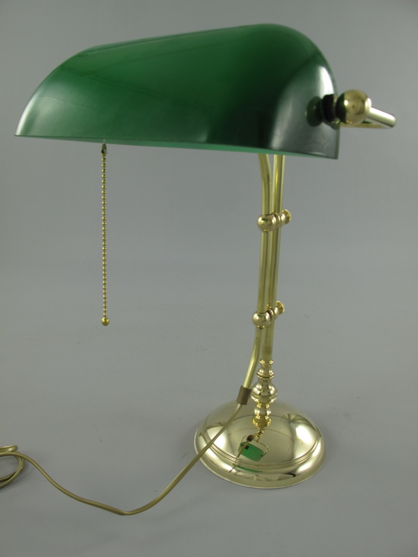 Bankerslampe Messing Glas grün H.45cm