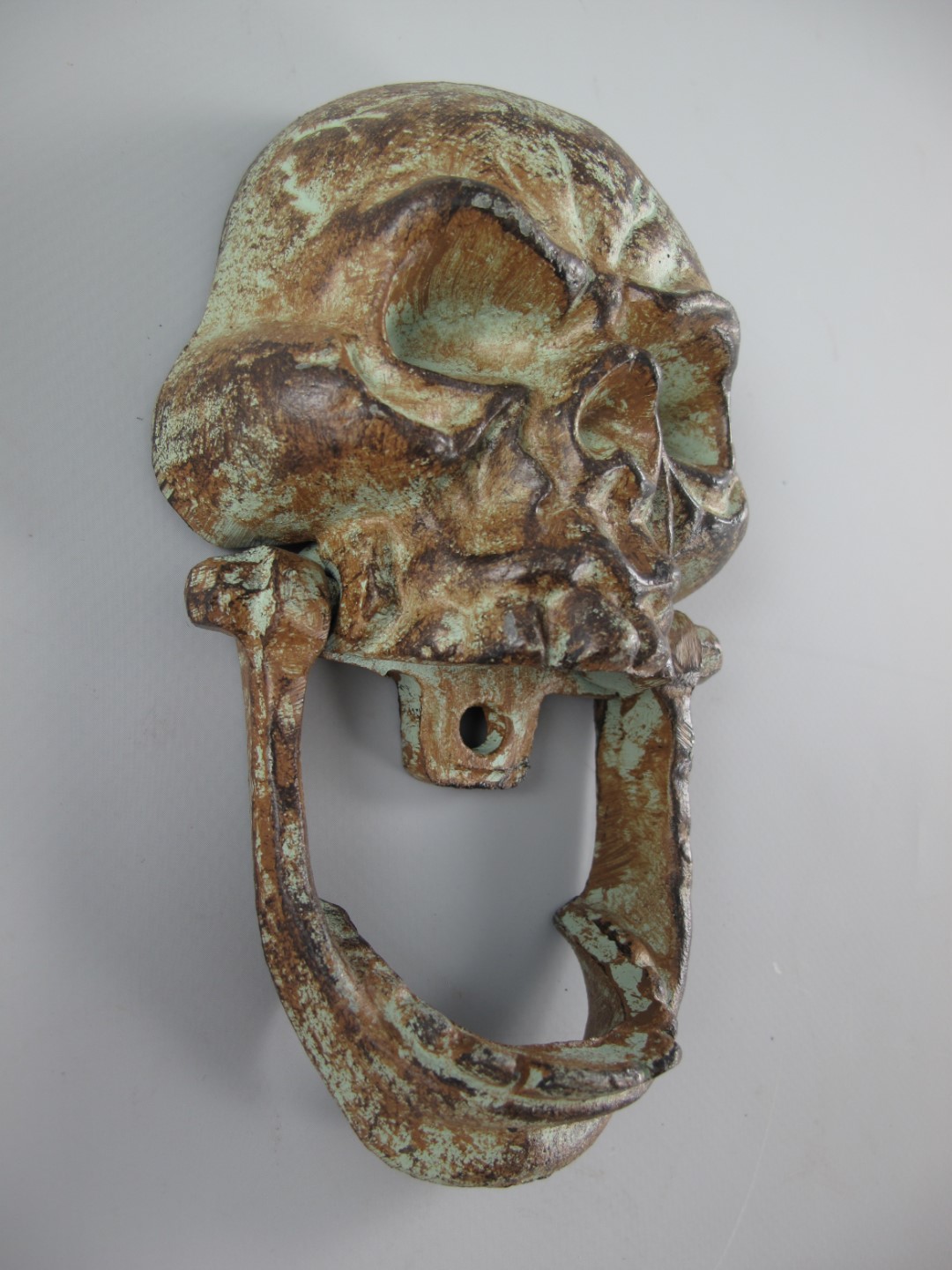 Türklopfer Gußeisen farbig Totenkopf H.18x11cm
