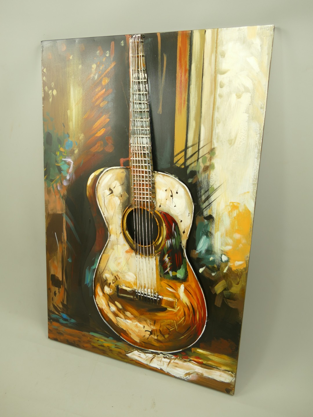 (*) Metallbild (3D) Eisen Gitarre H.90x60cm
